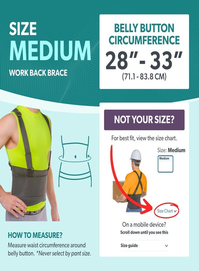 بريس أبيليتي حزام دعم الظهر للعمل من BraceAbility - أحزمة كتف قابلة للإزالة لضمان السلامة أثناء رفع الأحمال الثقيلة - حزام صناعي لحماية أسفل الظهر من الآلام للرجال والنساء في وظائف البناء والنقل والتخزين (M) - Image 2